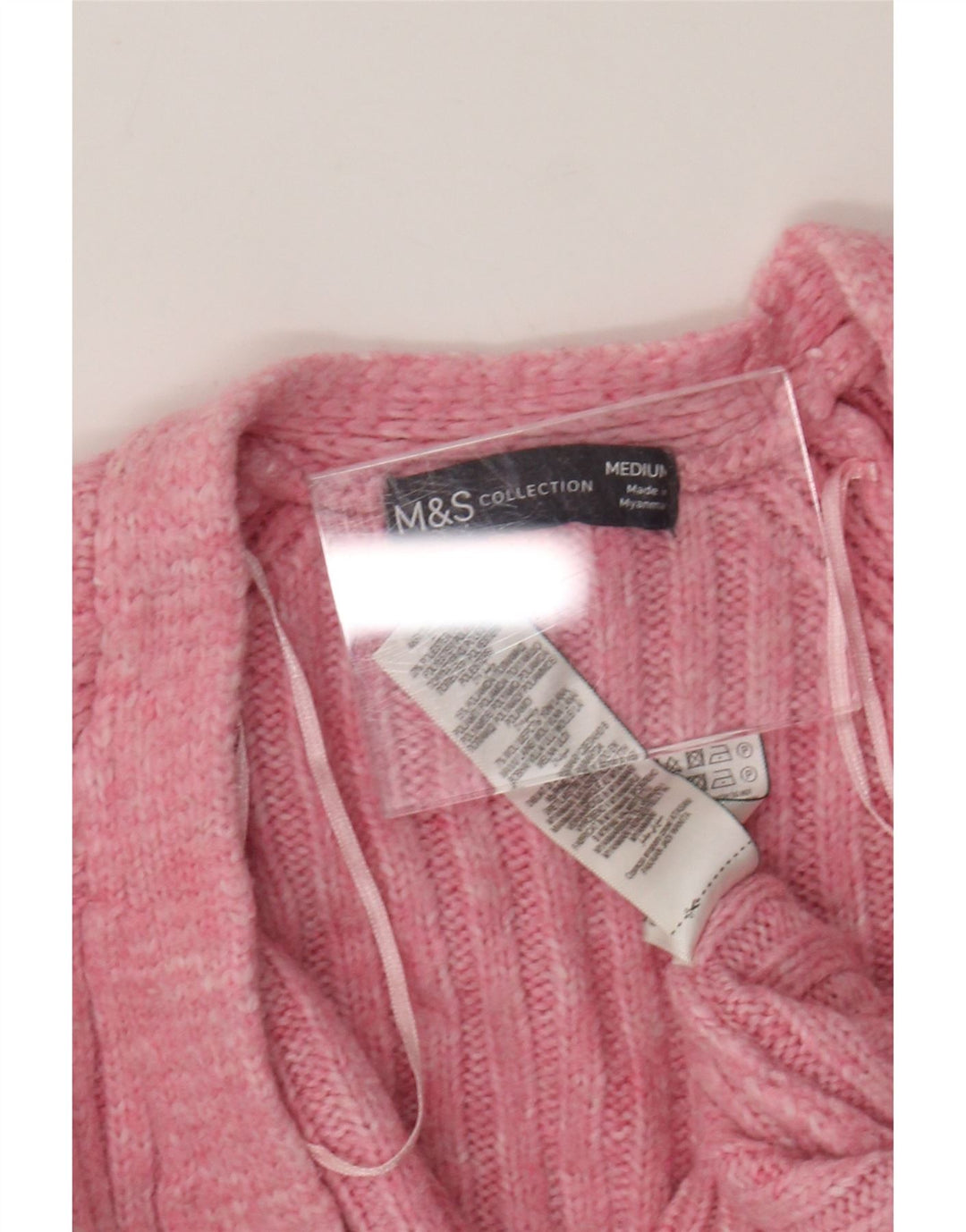 Marks & Spencer Γυναικείο ανοιχτό πουλόβερ ζακέτα UK 14 Μεσαίο ροζ ακρυλικό