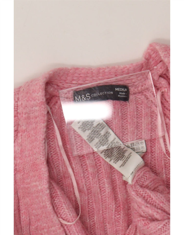 Marks & Spencer Γυναικείο ανοιχτό πουλόβερ ζακέτα UK 14 Μεσαίο ροζ ακρυλικό