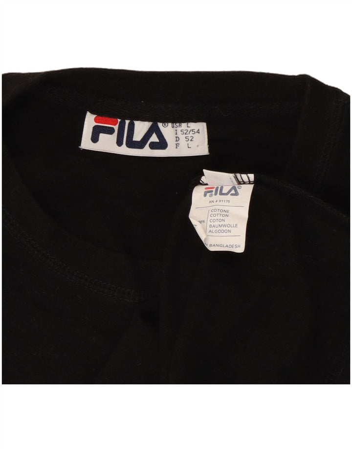 Ανδρικό γραφικό T-Shirt Fila Top μεγάλο μαύρο βαμβακερό