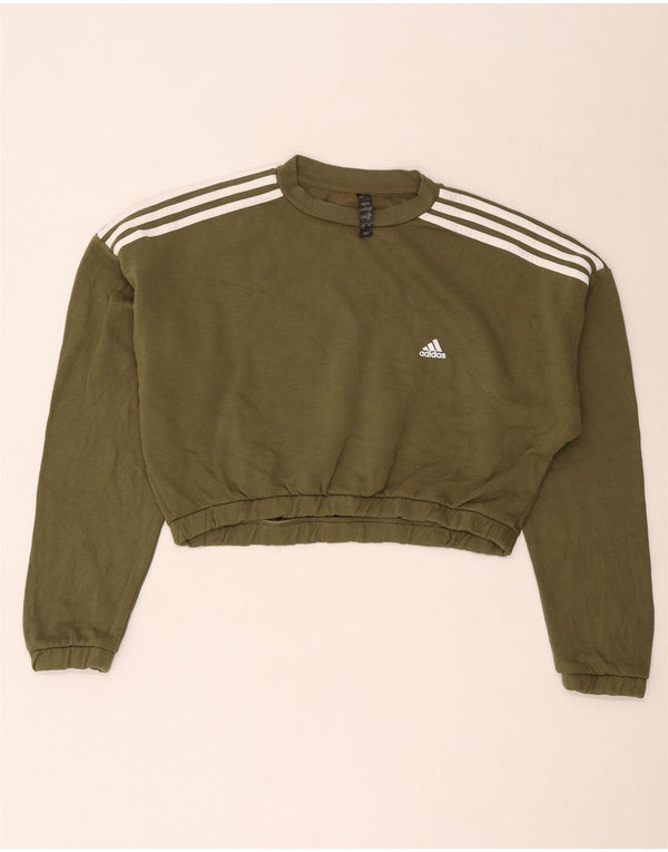 Γυναικεία φούτερ Adidas Crop Oversized Jumper UK 16/18 Μεγάλο βαμβακερό χακί