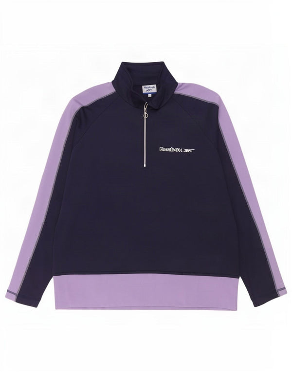 Reebok Mens Pullover Tracksuit Top UK 36 Small Navy Blue Colourblock