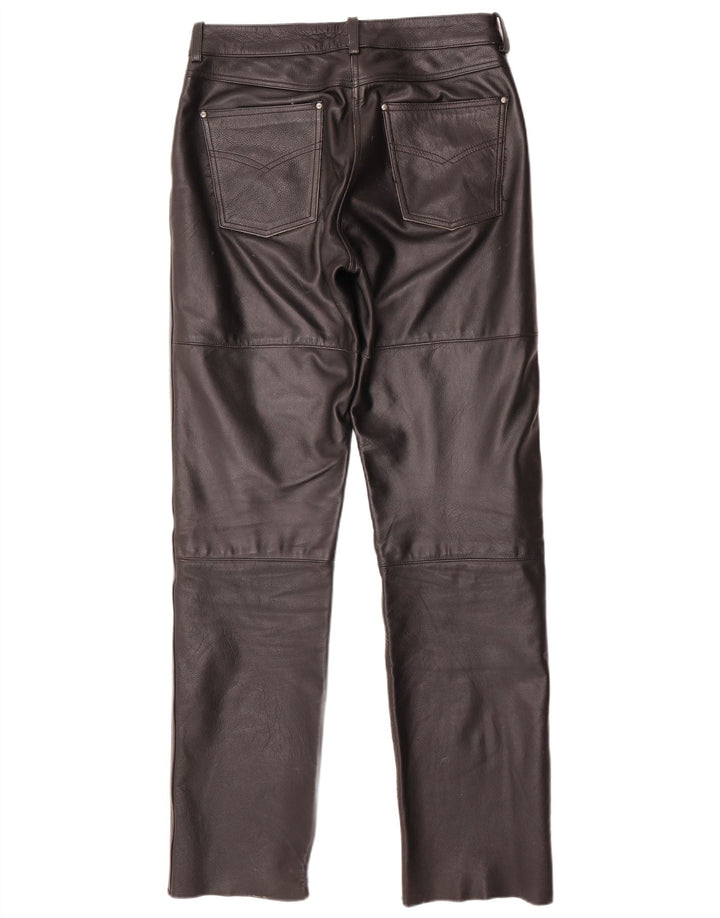 Γυναικείο ίσιο δερμάτινο παντελόνι POLO IT 44 Medium W30 L33 μαύρο δέρμα