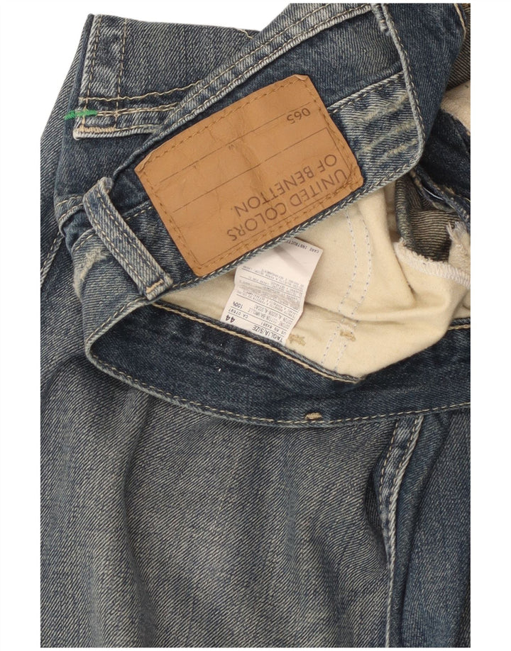 Γυναικεία Benetton Distressed Bootcut Jeans IT 44 Medium W30 L33 Blue Cotton