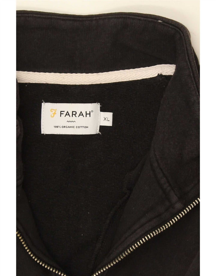 Farah Ανδρικό φούτερ με φερμουάρ Jumper XL Μαύρο βαμβακερό