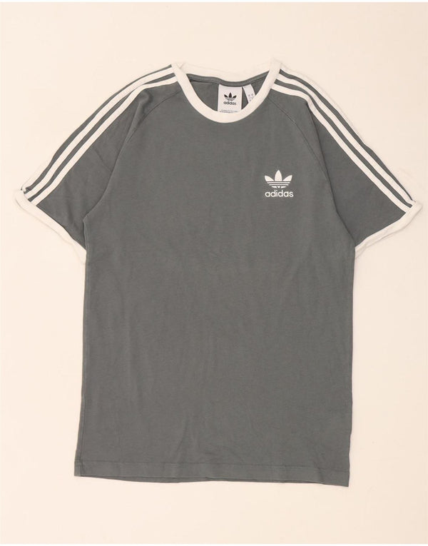 Adidas Mens T-Shirt Top Small Grey Colourblock Cotton