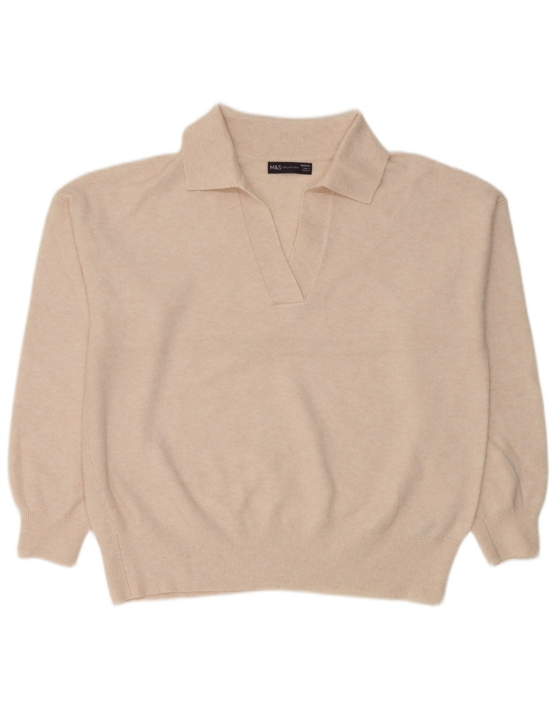 Marks & Spencer Γυναικείο πουλόβερ με λαιμό πόλο UK 14 Medium Off White