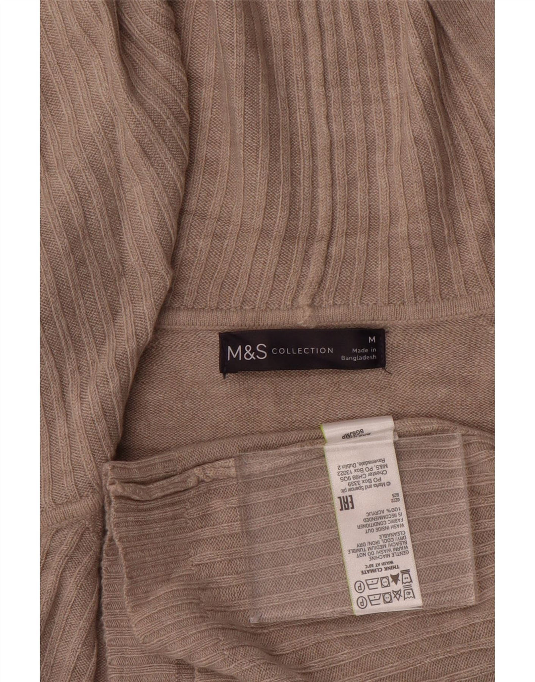 Marks & Spencer Γυναικείο πουλόβερ με κουκούλα ανοιχτή ζακέτα UK 14 Medium Beige