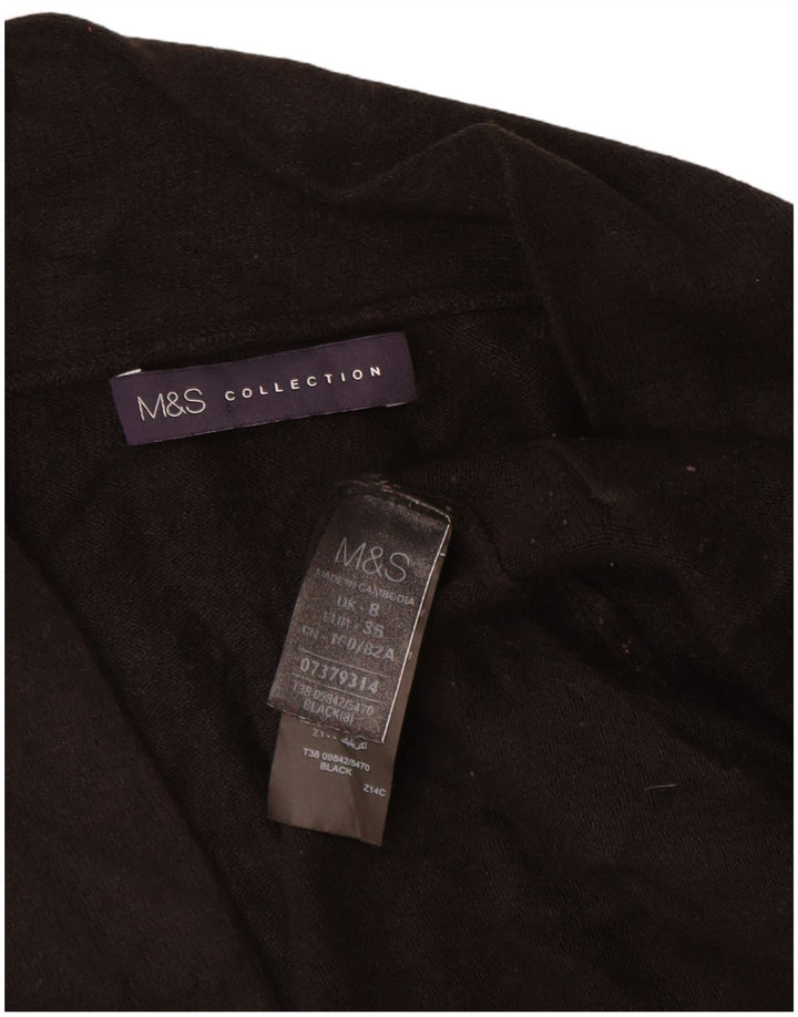 Marks & Spencer Γυναικείο Longline ανοιχτό πουλόβερ ζακέτα UK 8 Small Black