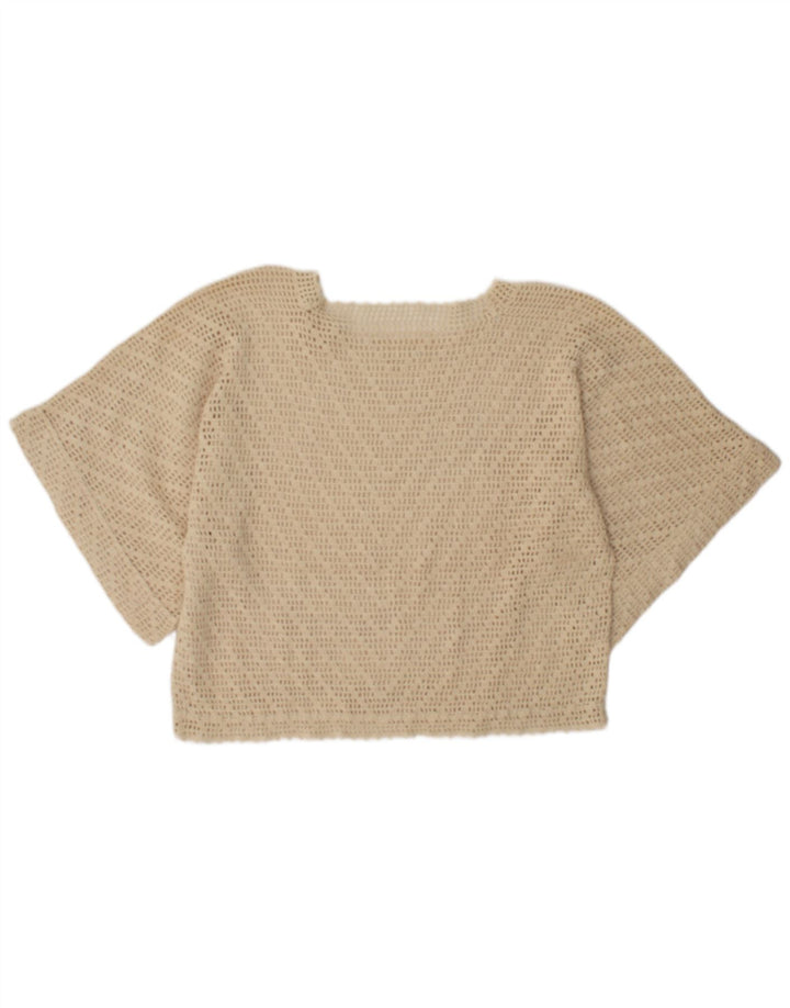 Vintage Γυναικείο Batwing See Through Top UK 16 Large Beige
