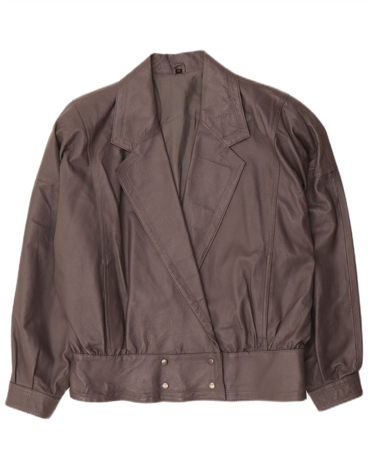 Vintage Γυναικείο Bomber Oversized Δερμάτινο Μπουφάν EU 42 Large Grey Leather