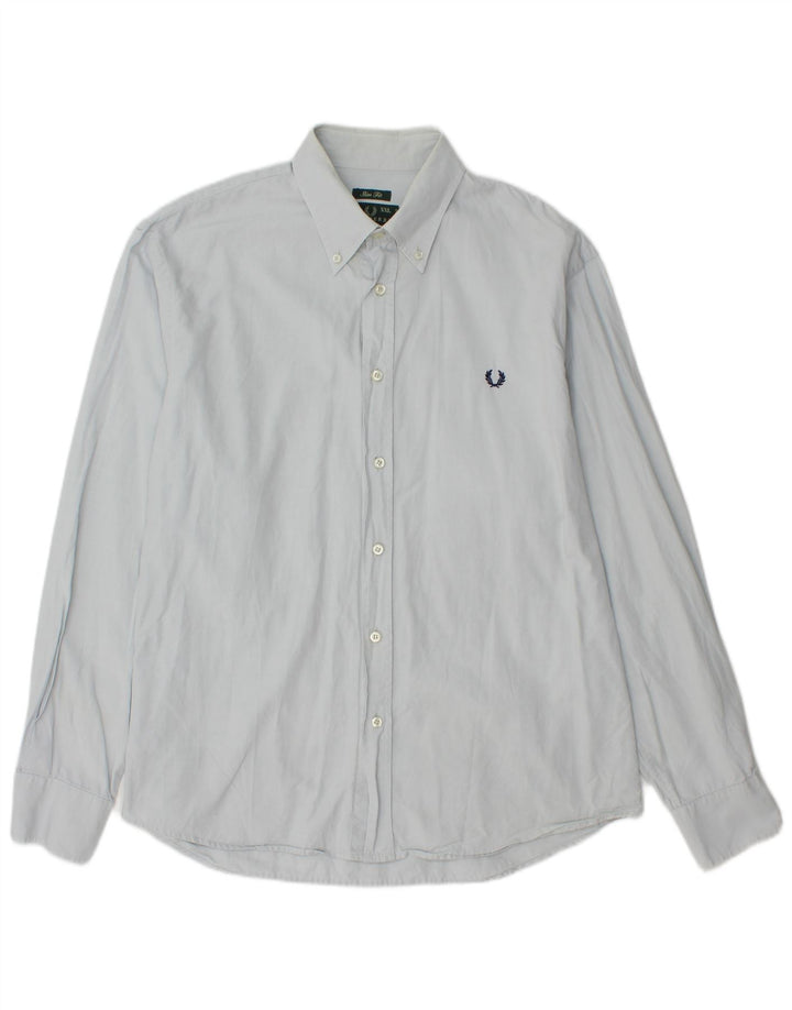 FRED PERRY Ανδρικό πουκάμισο Slim Fit 2XL Μπλε βαμβακερό