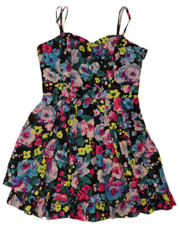 Divided Womens Slip Dress UK 8 Μικρό πολύχρωμο φλοράλ βαμβακερό