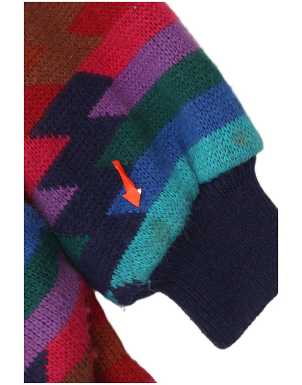 Vintage Womens Knit Windbreaker Coat EU 36/38 Small Multicoloured Aztec