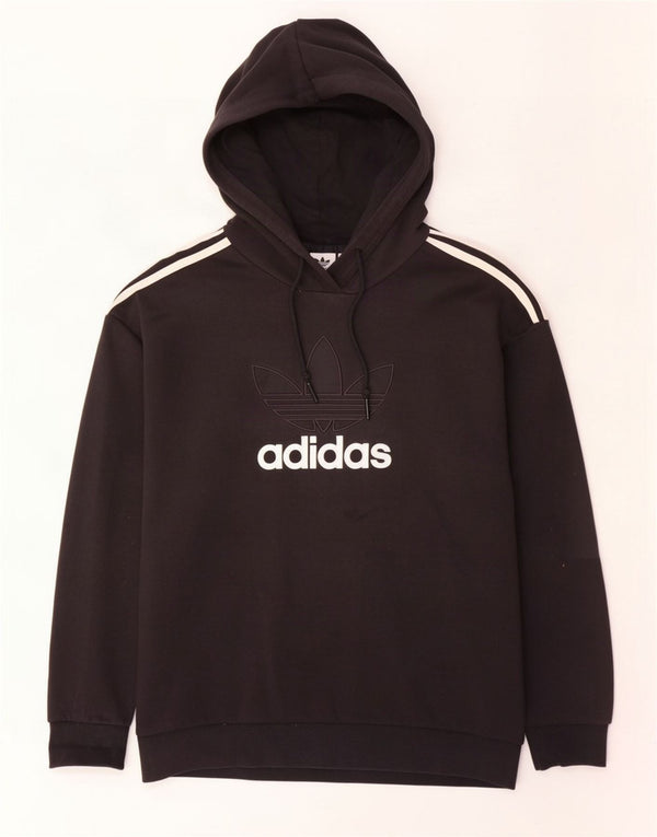 Γυναικείο γραφικό υπερμεγέθη κουκούλα Adidas UK 12/14 Μεσαίο μαύρο βαμβακερό
