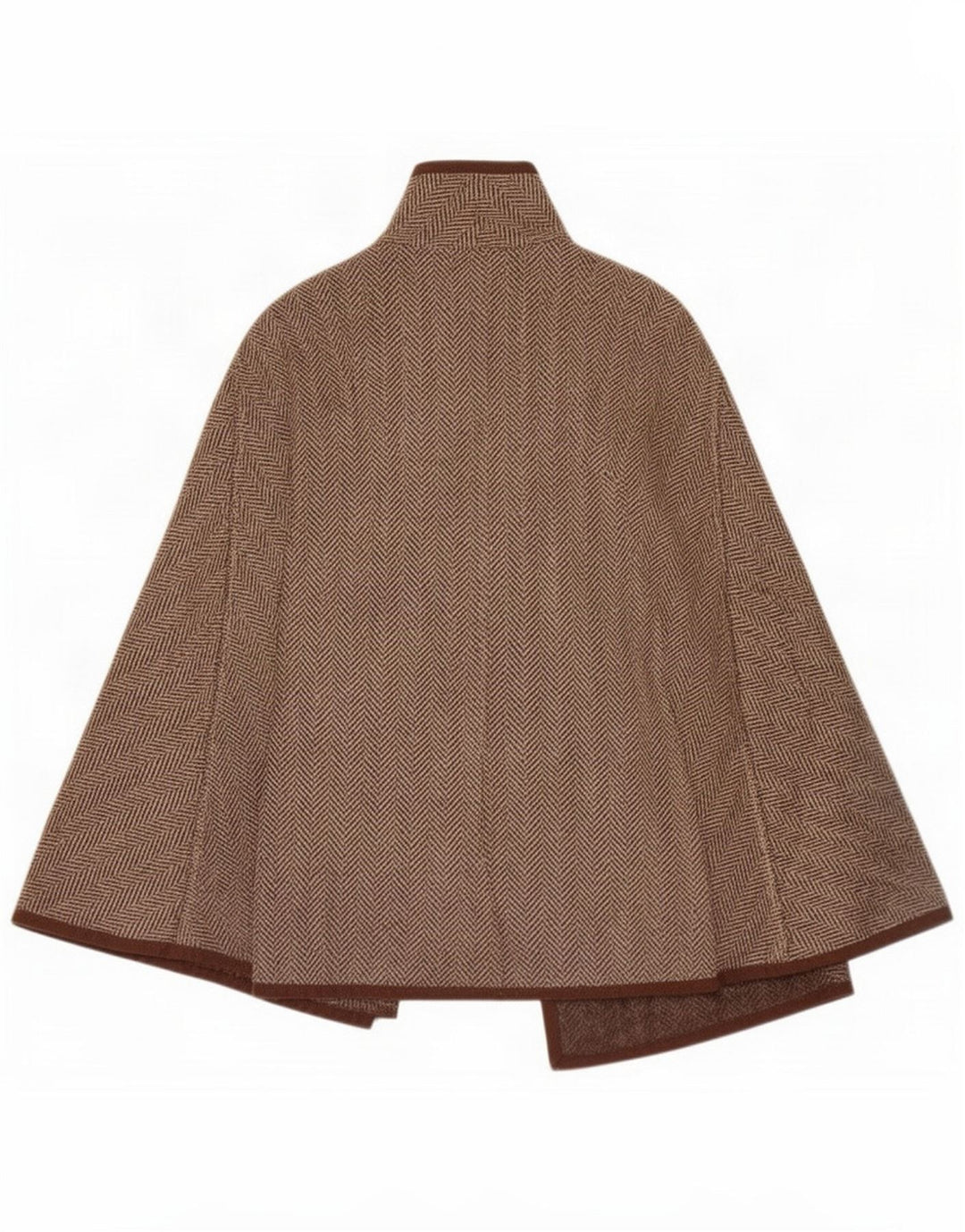 Vintage γυναικείο παλτό Cape 1 Button One Size Brown Ψαροκόκκαλο