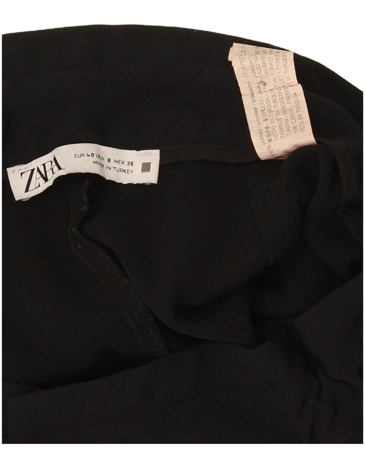 Zara γυναικείο κομμένο παντελόνι EU 40 Medium W30 L25 μαύρο πολυεστέρα
