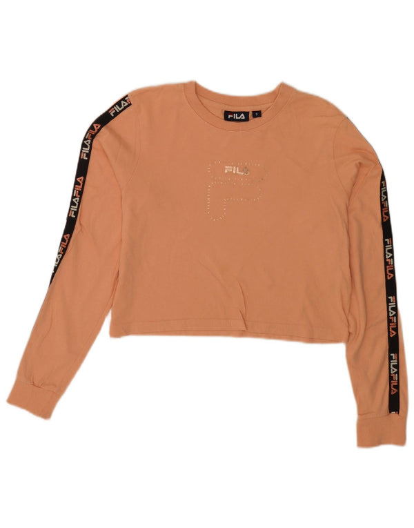 Fila Γυναικεία μακρυμάνικη μπλούζα με γραφικά Crop UK 8 Small Pink Cotton Sports