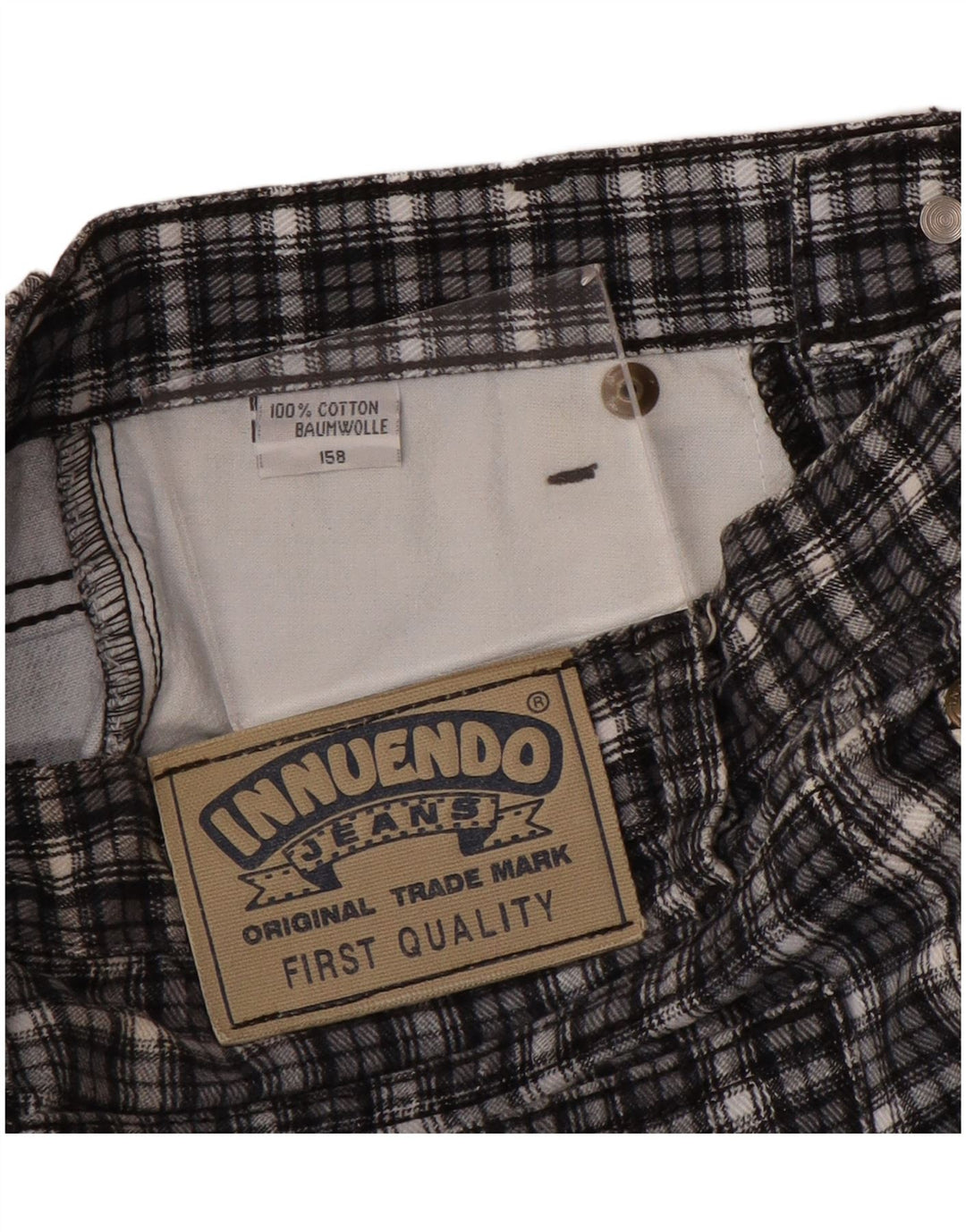 VINTAGE Boys Straight Casual Παντελόνι 12-13 ετών W24 L28 Grey Check