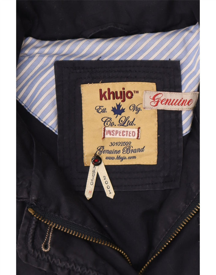 KHUJO Womens Military Overcoat UK 12 Medium Navy Blue Cotton Vintage KHUJO and Second-Hand KHUJO from Messina Hembry 