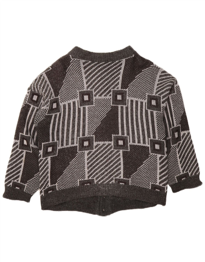 Γυναικείο πουλόβερ με ζακέτα VINTAGE UK 18 XL Γκρι γεωμετρικό