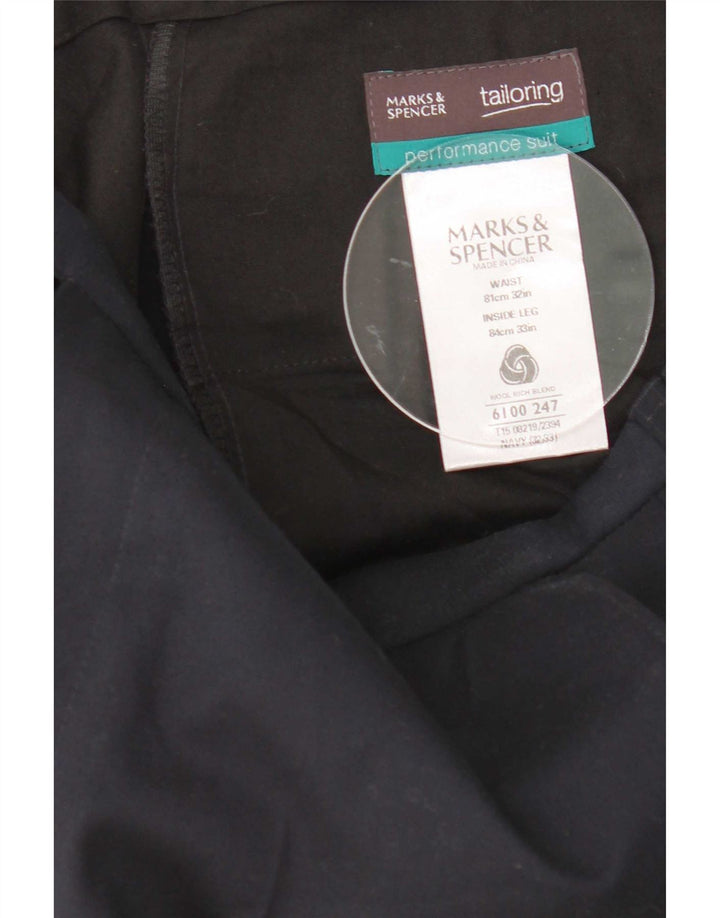 Marks & Spencer Γυναικείο ίσιο παντελόνι W32 L33 Navy Blue Wool