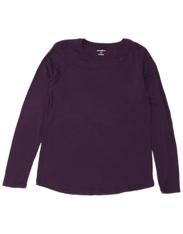 Eddie Bauer Γυναικείο μακρυμάνικο μπλουζάκι UK 14 μεγάλο μωβ βαμβακερό