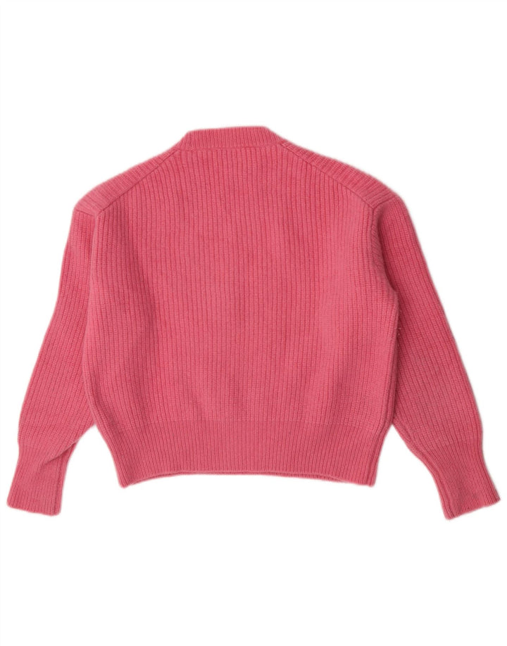 Zara Γυναικείο πουλόβερ με λαιμόκοψη Crop Crop UK 14 Medium Pink Wool