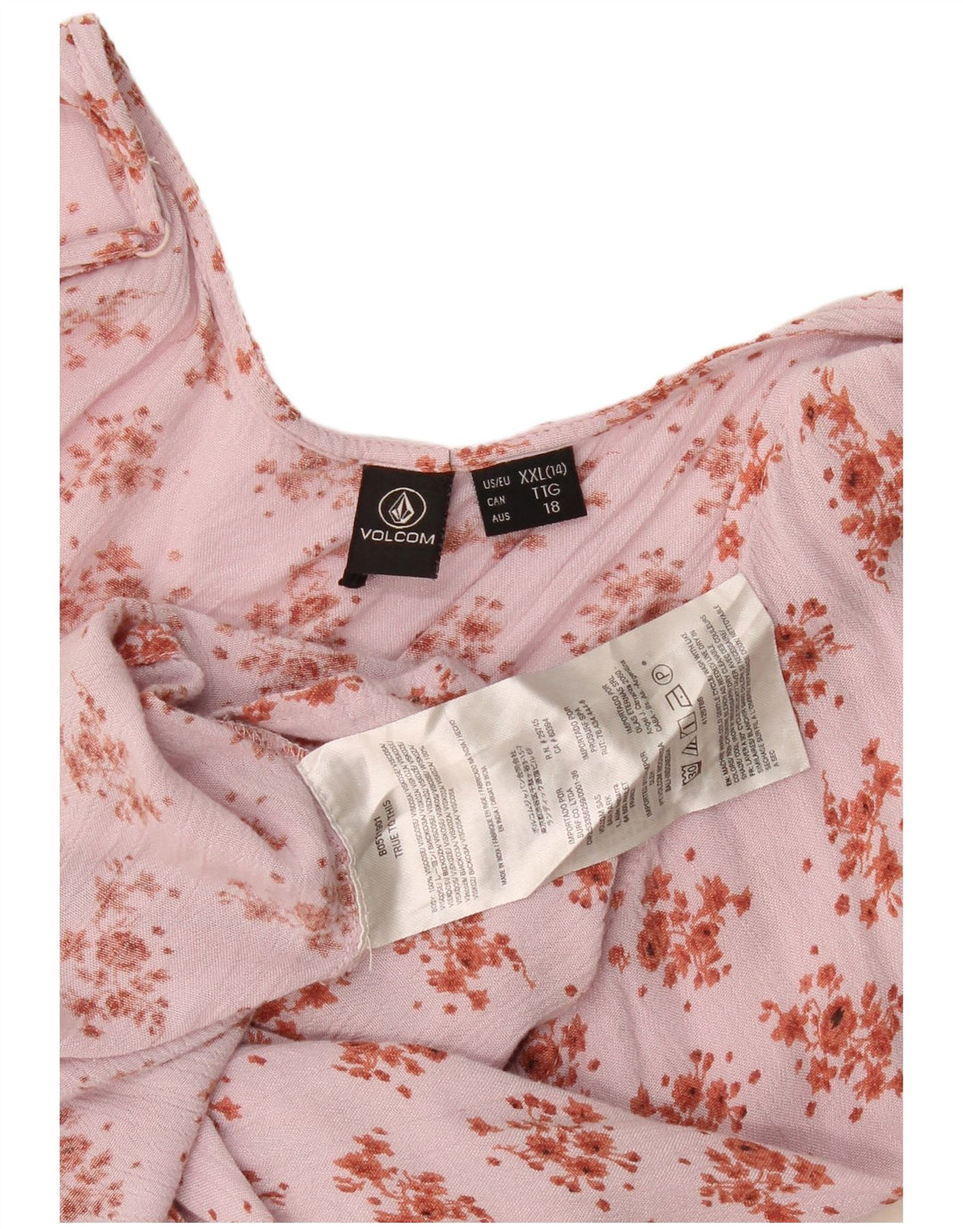 Volcom Womens Halter Top UK 20 2XL Pink Floral Viscose