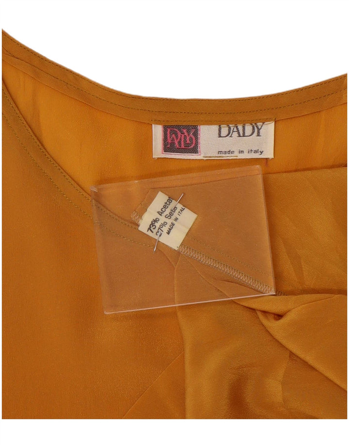 Vintage γυναικεία αμάνικη μπλούζα τοπ UK 14 Medium Yellow Acetate