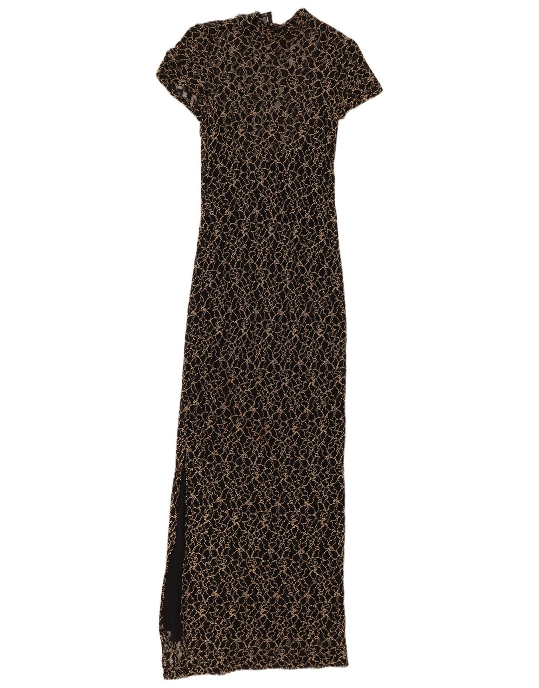 WALLIS Γυναικείο μάξι δαντελένιο φόρεμα UK 8 Small Black Floral Viscose