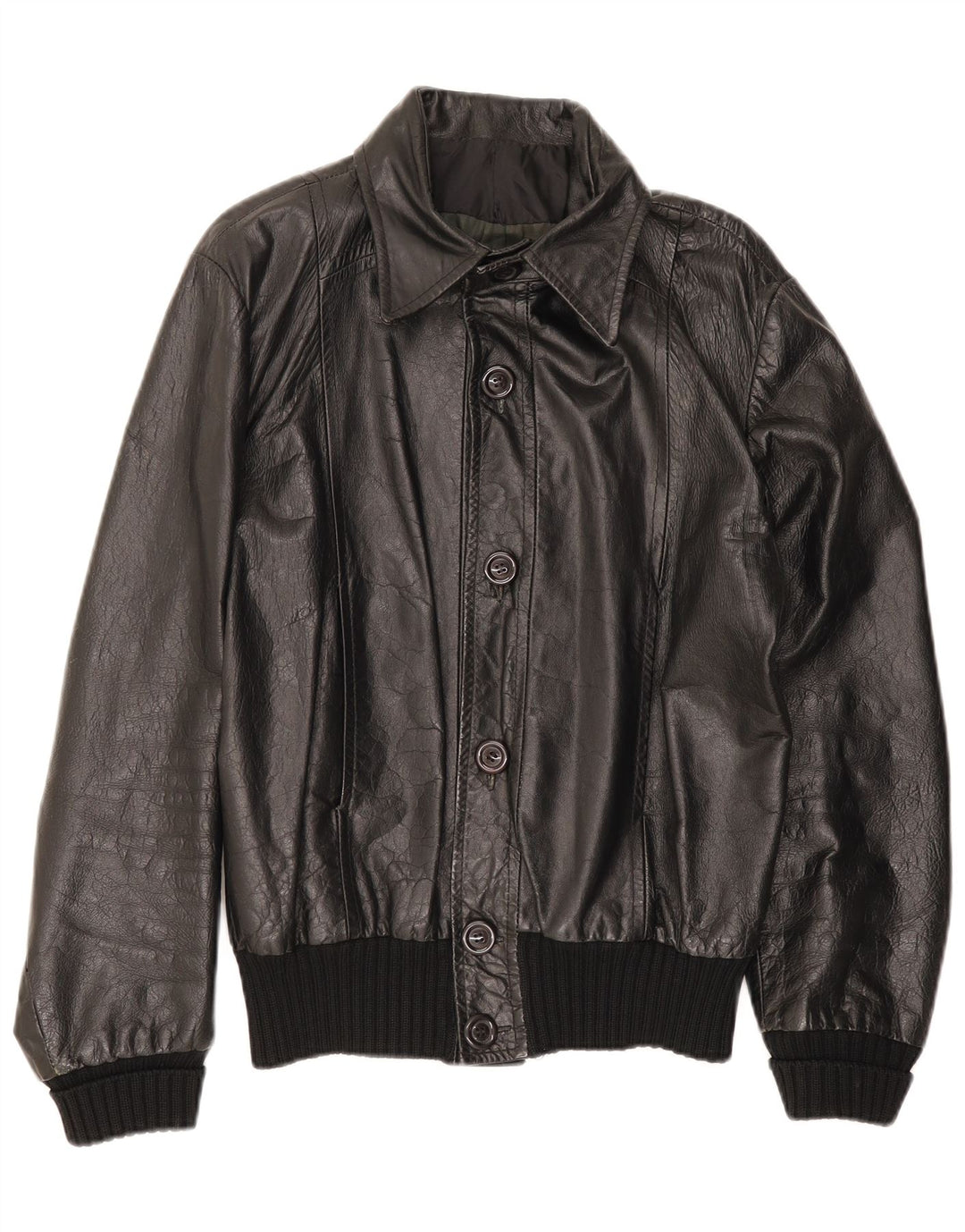 VINTAGE Ανδρικό Δερμάτινο Μπουφάν UK 36 Small Black