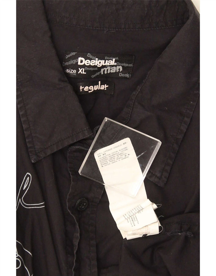 Ανδρικό πουκάμισο Desigual Graphic Regular Fit XL Μαύρο βαμβακερό
