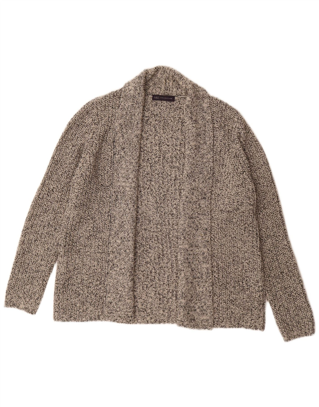 Marks & Spencer Γυναικείο ανοιχτό πουλόβερ ζακέτα UK 16 Large Grey Flecked