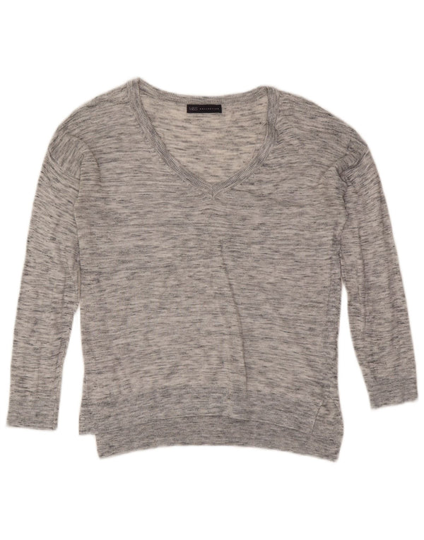 Marks & Spencer Γυναικείο πουλόβερ με λαιμόκοψη σε V UK 8 Small Grey Flecked