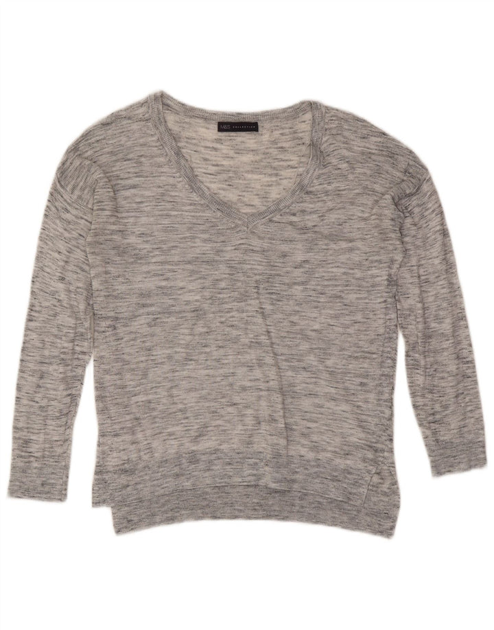 Marks & Spencer Γυναικείο πουλόβερ με λαιμόκοψη σε V UK 8 Small Grey Flecked