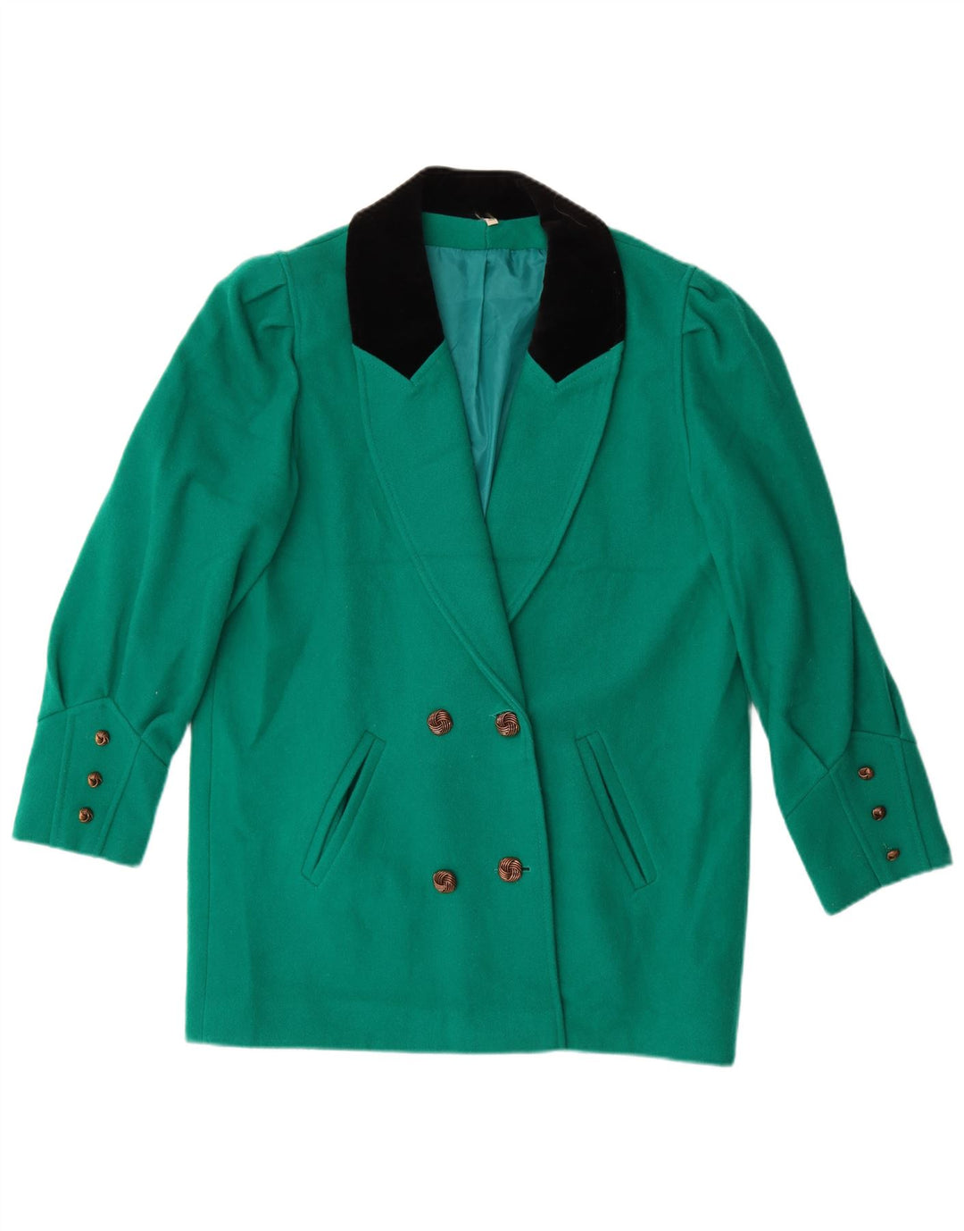 Vintage γυναικείο διπλό μπουφάν σακάκι UK 14 Large Green Colourblock