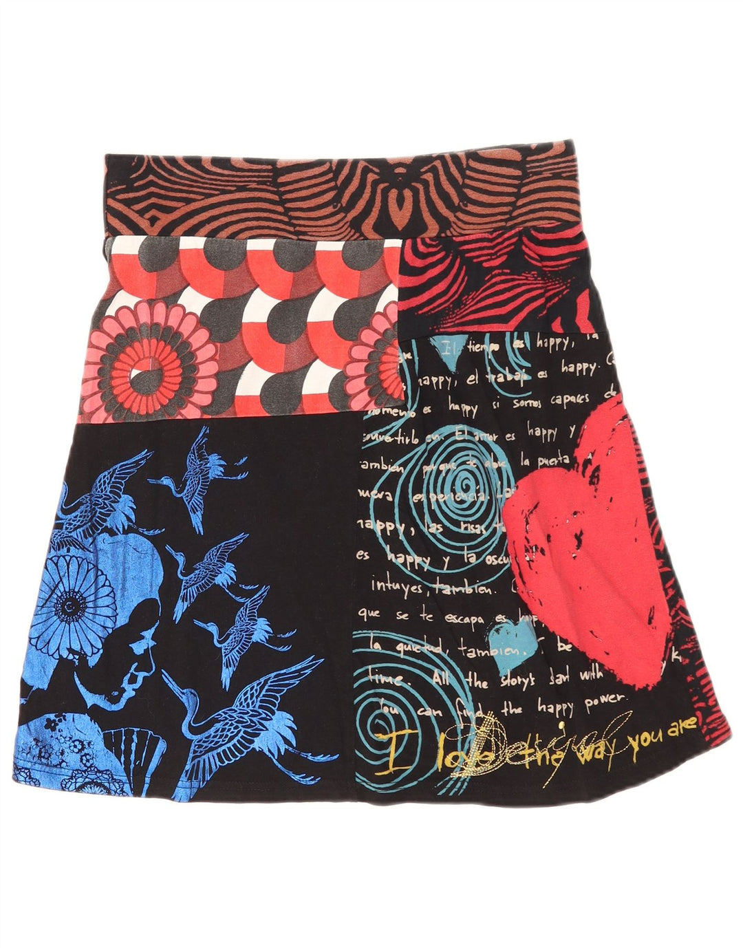 Desigual Γυναικεία γραφική φούστα A-Line Medium W30 Black Patchwork