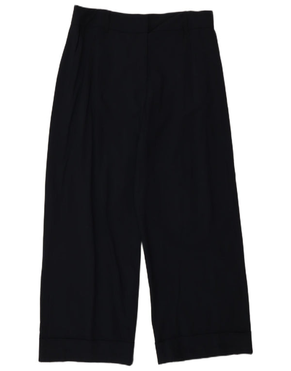 Calvin Klein Womens Wide Leg Casual Trousers IT 46 Large W32 L28 Navy Blue