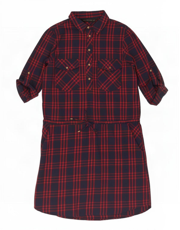 Zara γυναικείο πουλόβερ φόρεμα UK 14 Medium Navy Blue Check