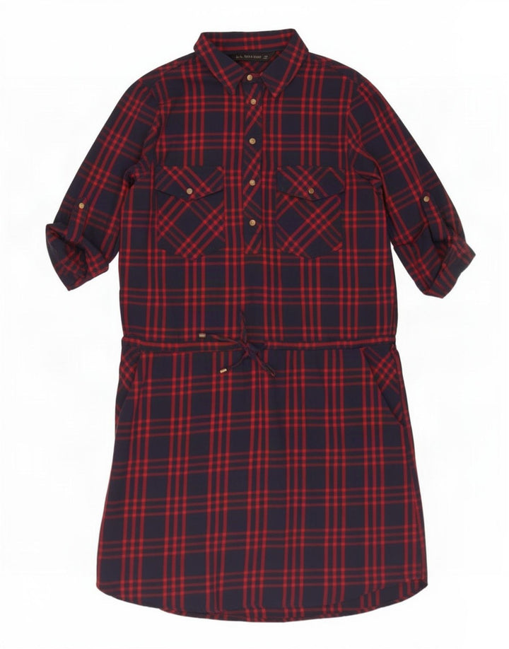 Zara γυναικείο πουλόβερ φόρεμα UK 14 Medium Navy Blue Check