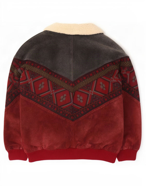 Vintage Ανδρικό Sherpa Suede Jacket IT 56 3XL καφέ γεωμετρικό δέρμα