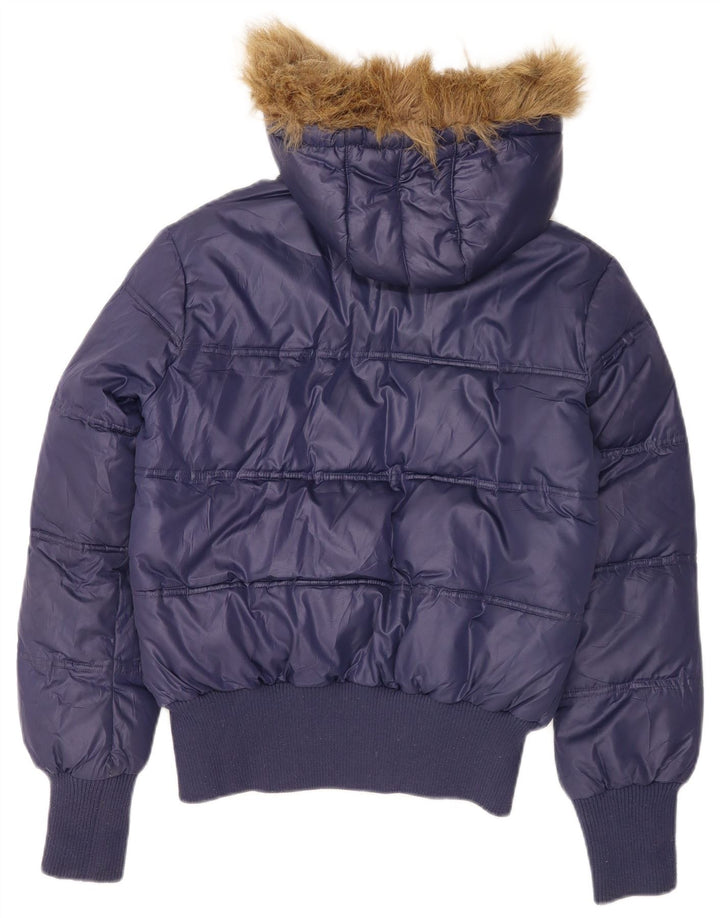 Lee Γυναικείο μπουφάν με κουκούλα UK 16 Large Navy Blue Polyester
