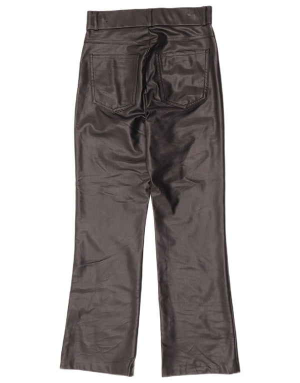 Zara γυναικείο μποτάκι από συνθετικό δέρμα παντελόνι Small W26 L27 Μαύρο Πολυουρεθάνη