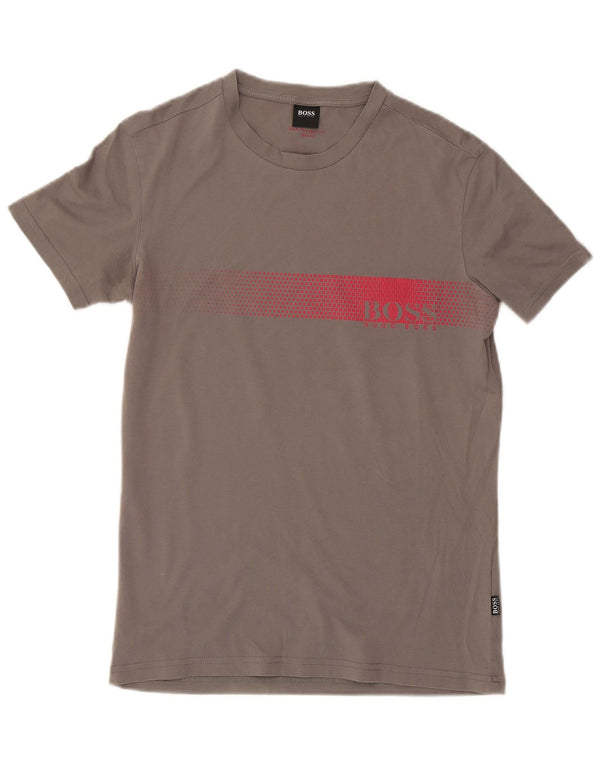 Hugo Boss Mens Slim Fit Graphic T-Shirt Top Small Grey Cotton