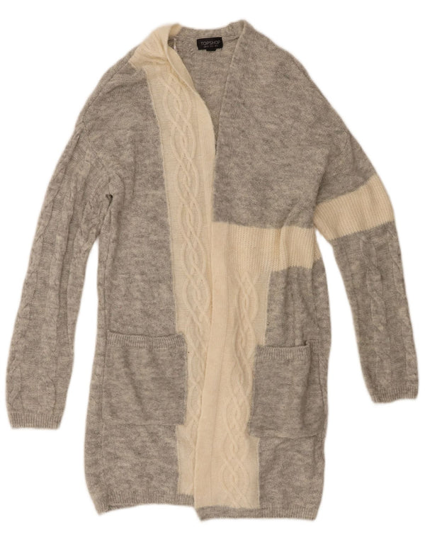 Topshop Womens Longline Oversized Cardigan Sweater UK 4 XS Grey Colourblock
