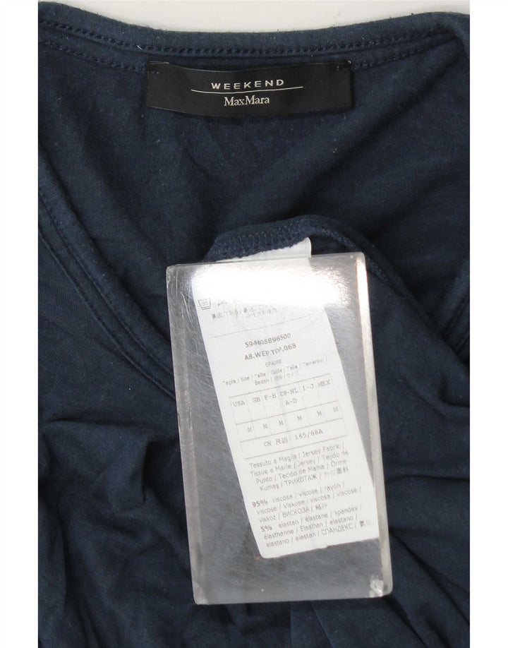 Max Mara Γυναικείο Σαββατοκύριακο μακρυμάνικο UK 14 Medium Navy Blue Viscose