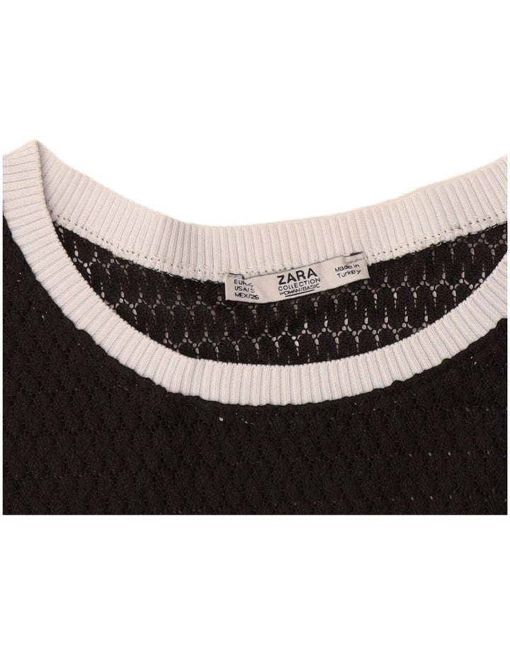 Zara Womens See Through T-Shirt Top UK 10 Small Black