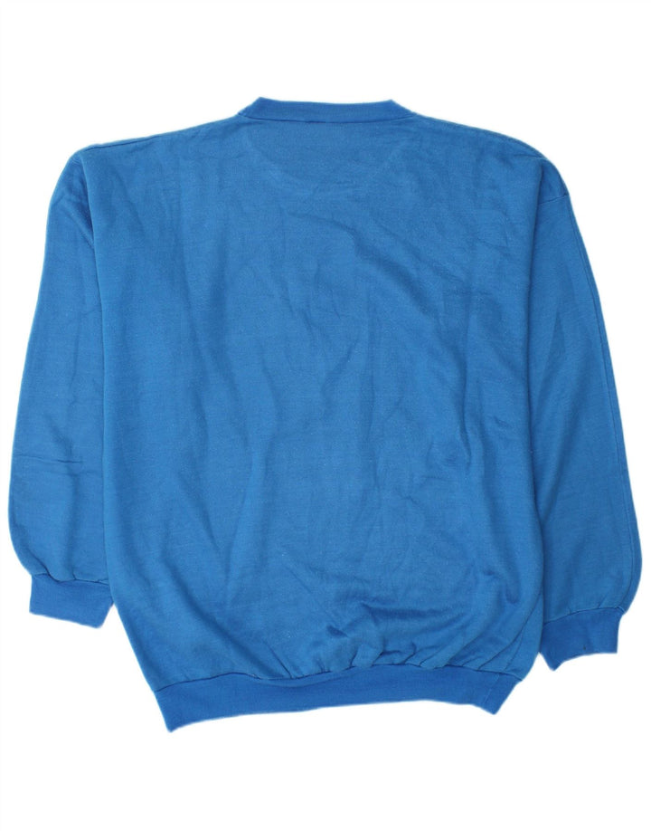 Vintage ανδρικό γραφικό φούτερ Jumper Large Blue