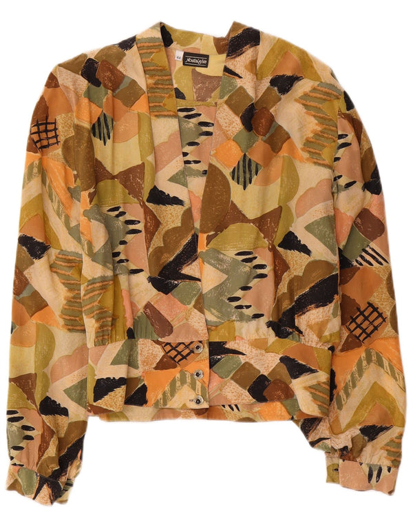 VINTAGE Womens Crop Shirt Blouse IT 44 Medium Multicoloured Geometric