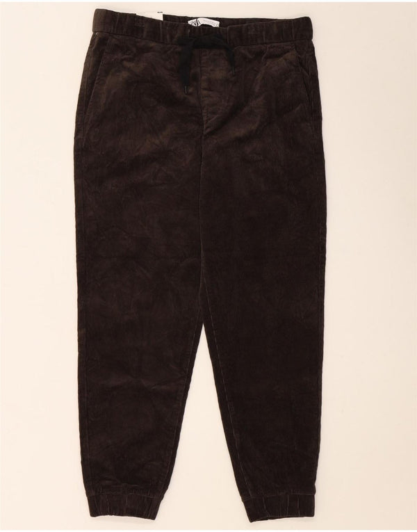 Zara Ανδρικό Joggers Κοτλέ Παντελόνι Medium W32 L26 Καφέ Βαμβακερό